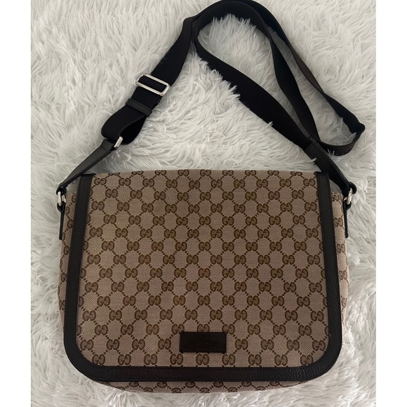 Gucci‎ GG 449171 canvas flap messenger bag